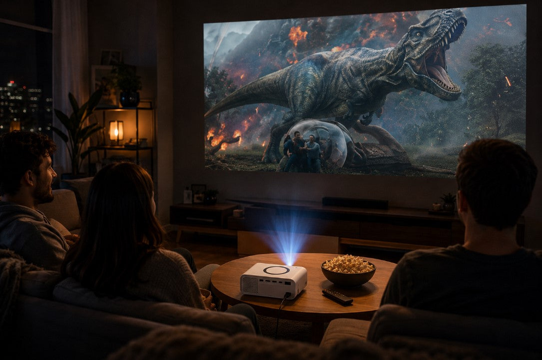 Mini Portable Projector, 1080P HD with Wired & Wireless Home Theater