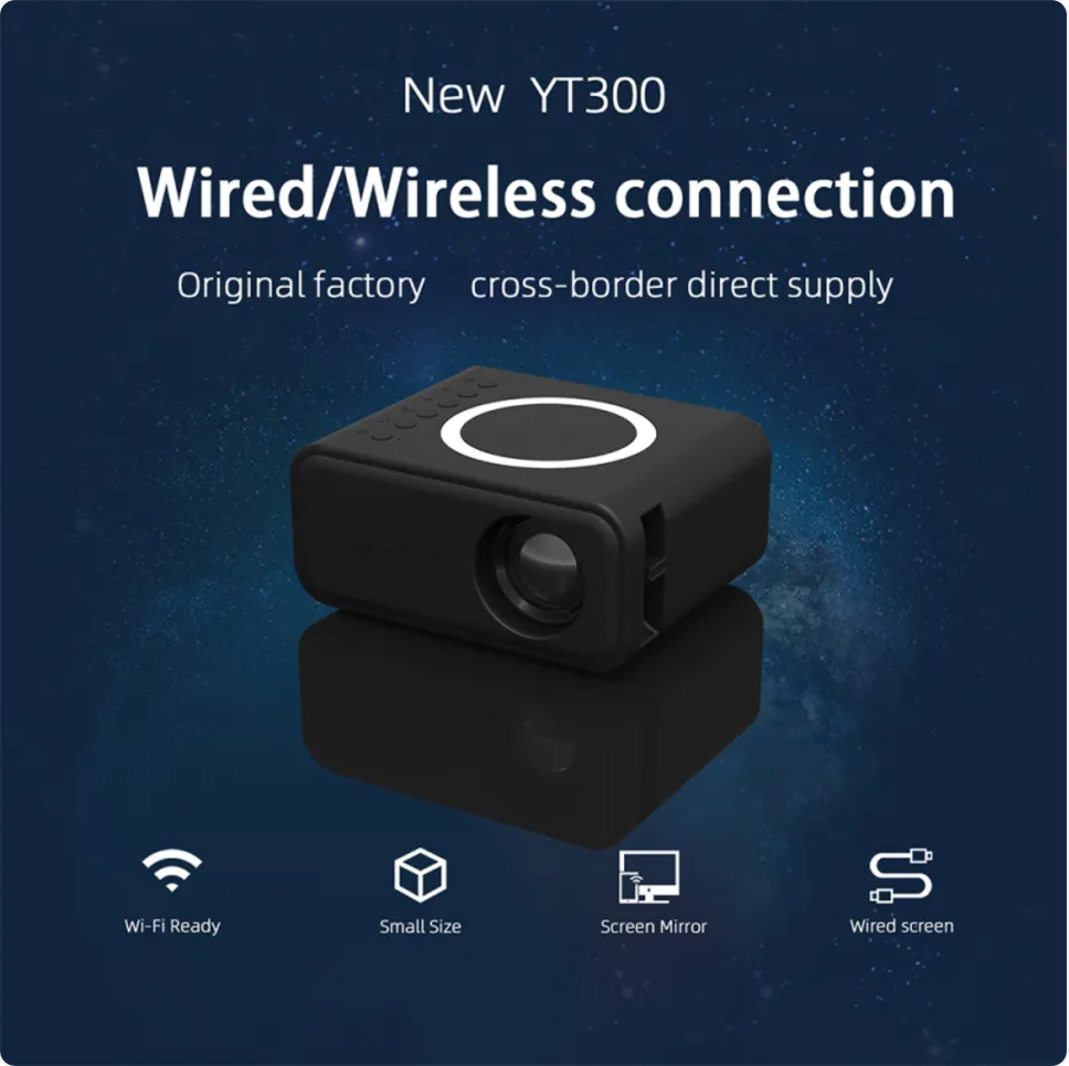 Mini Portable Projector, 1080P HD with Wired & Wireless Home Theater
