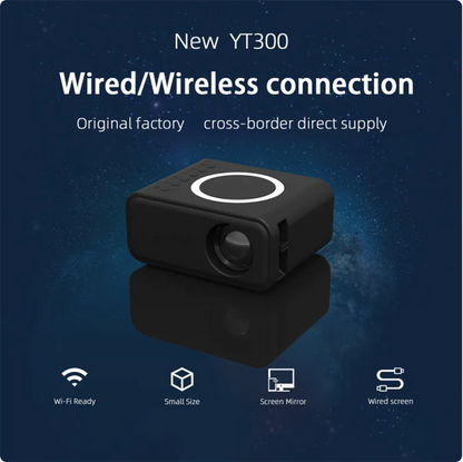 Mini Portable Projector, 1080P HD with Wired & Wireless Home Theater